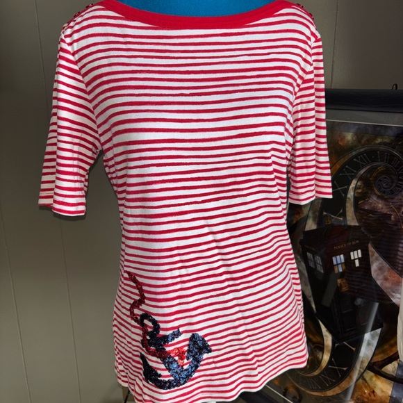 Kim Rogers Red and White Striped Top - Picture 7 of 10